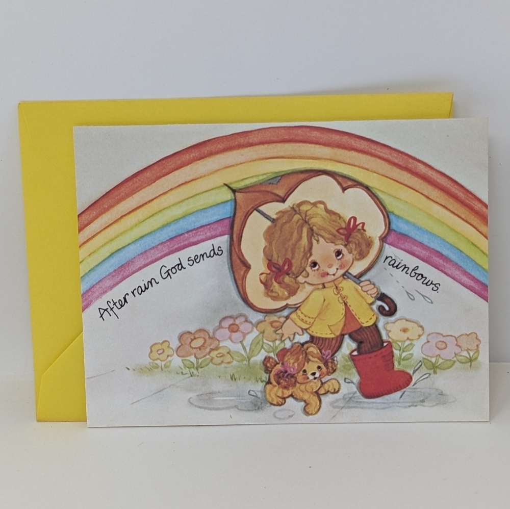 Vintage Stationery Note Card Jodie McCallum After Rain God Sends Rainbows